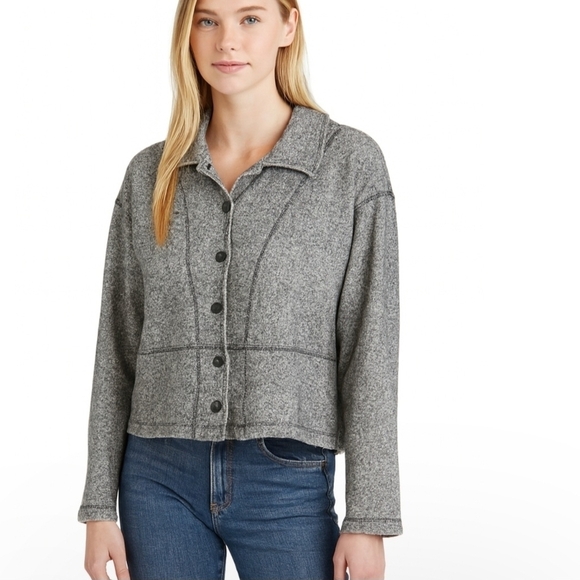 True Grit Jackets & Blazers - True Grit Women's Gray Marled Jacket/Blazer Size S Button Front Collar Comfort